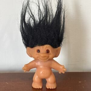 VTG DAM 3” Troll Doll Made In Denmark Black Hair Brown Eyes No Clothes AS IS